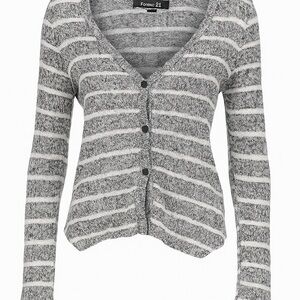 Forever 21 Black and White Striped Cardigan